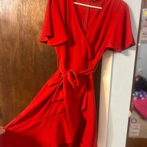 Elegant Red Wrap Dress